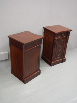 Antique Pair of Carved Victorian Mahogany Bedsides