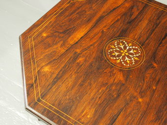 Antique Octagonal Inlaid Rosewood Coffee Table