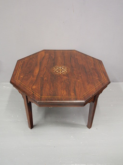 Antique Octagonal Inlaid Rosewood Coffee Table
