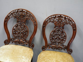 Antique Rare Pair of Anglo-Indian Hardwood Side Chairs