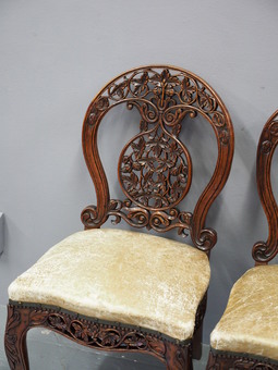 Antique Rare Pair of Anglo-Indian Hardwood Side Chairs