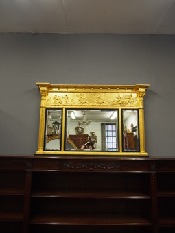Antique Regency Giltwood and Gesso Overmantel Mirror