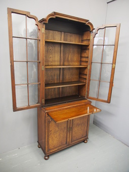 Antique George I Style Walnut Cabinet Bookcase