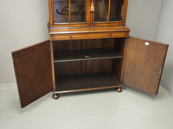 Antique George I Style Walnut Cabinet Bookcase