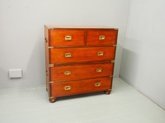 Antique Victorian Teak Military Chest of Drawers