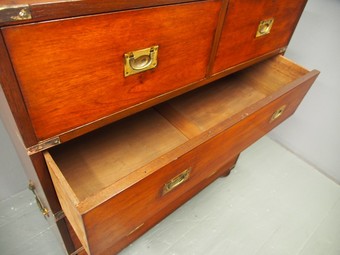 Antique Victorian Teak Military Chest of Drawers