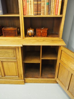 Antique Arts and Crafts Influence Breakfront Open Bookcase