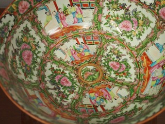 Antique Canton Mandarin Punchbowl