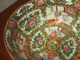 Antique Canton Mandarin Punchbowl