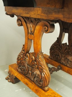 Antique William IV Pollard Oak, Burr and Inlaid Work Table