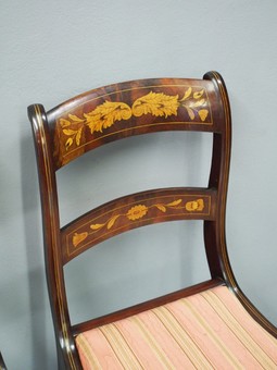 Antique Pair of Dutch Marquetry Side Chairs
