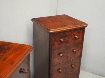 Antique Pair of Victorian Wellington-Style Mahogany Chests or Bedsides
