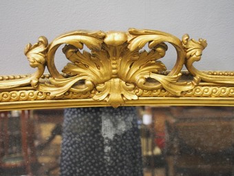 Antique Victorian Giltwood Arched Overmantel Mirror