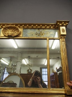 Antique Regency Overmantel Mirror with Decorative Frieze
