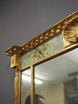 Antique Regency Overmantel Mirror with Decorative Frieze