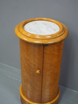 Antique Victorian Birds Eye Maple and Marble Top Pedestal