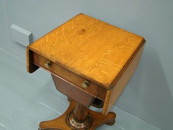 Antique Victorian Oak Workbox or Occasional Table