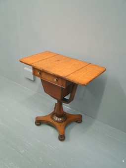 Antique Victorian Oak Workbox or Occasional Table