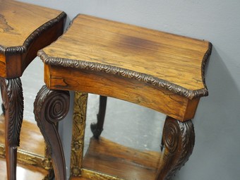 Antique Pair of Mirror Back and Rosewood Side Tables