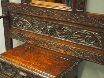 Antique Victorian Flemish Carved Oak Hall Stand