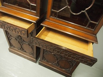 Antique Pair of Georgian Style Mahogany Display Cabinets or Bookcases
