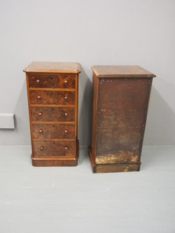 Antique Pair of Victorian Walnut and Burr Walnut Pedestals or Bedsides
