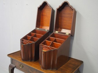 Antique Pair of George III Mahogany Inlaid Knife Boxes