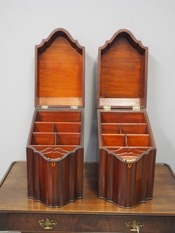 Antique Pair of George III Mahogany Inlaid Knife Boxes
