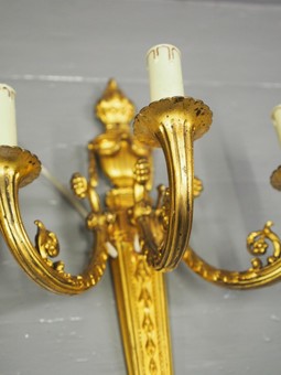 Antique Pair of Neoclassical Style Ormolu Wall Sconces