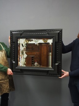 Antique  Flemish Ebonised Wall Mirror