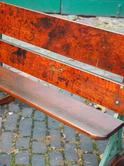 Antique Pair of Victorian Cast Iron and Teak Garden Benches