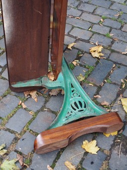 Antique Pair of Victorian Cast Iron and Teak Garden Benches