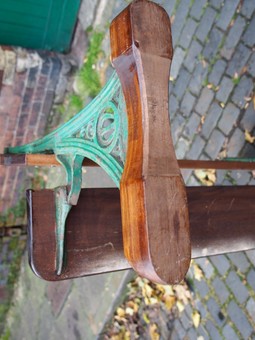 Antique Pair of Victorian Cast Iron and Teak Garden Benches