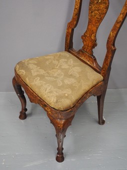 Antique Oak Framed Dutch Marquetry Side Chair