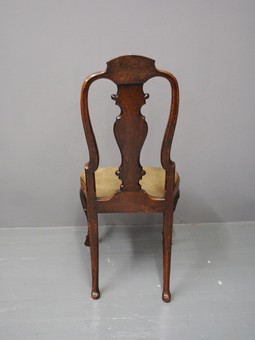 Antique Oak Framed Dutch Marquetry Side Chair