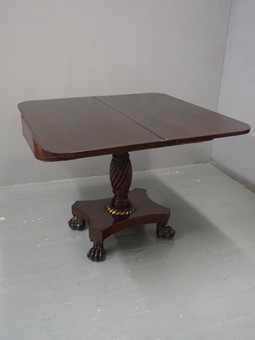 Antique Regency Rosewood and Brass Inlaid Foldover Table