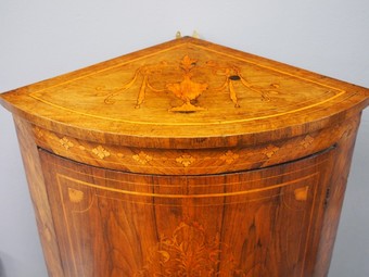 Antique Dutch Walnut and Marquetry Floor Standing Corner Cabinet	