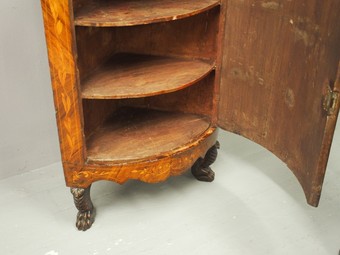 Antique Dutch Walnut and Marquetry Floor Standing Corner Cabinet	