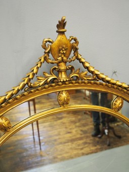 Antique George III Style Giltwood Oval Wall Mirror
