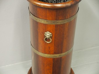 Antique Brass Banded Mahogany Stick Stand