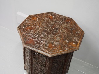 Antique Carved Octagonal Occasional Table
