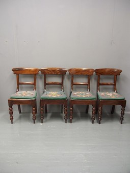 Antique Set of 4 Scottish Stained Beech Country Chairs