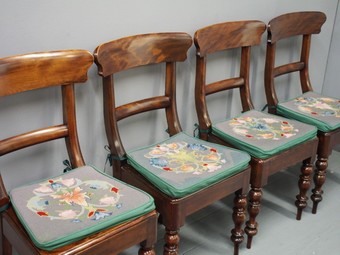 Antique Set of 4 Scottish Stained Beech Country Chairs