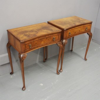 Antique Georgian Style Figured Walnut Side Tables