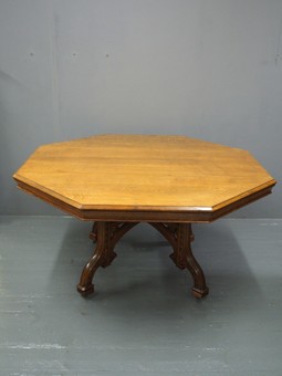 Antique Victorian Gothic Style Oak Centre Table
