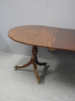 Antique Regency Style Mahogany Twin Pillar Dining Table with 1 Leaf