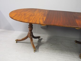 Antique Regency Style Mahogany Twin Pillar Dining Table with 1 Leaf