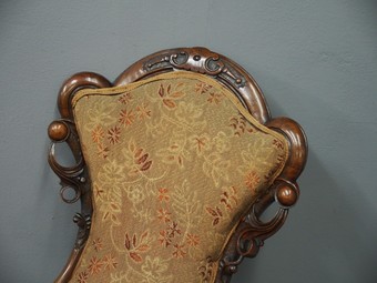 Antique Victorian Carved Walnut Ladies Easy Chair