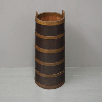 Teak and Metal Bound Barrel or Stick Stand