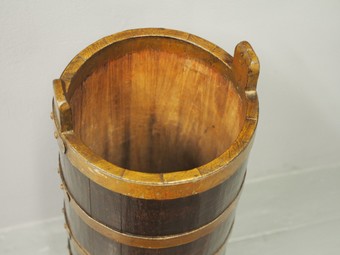 Antique Teak and Metal Bound Barrel or Stick Stand
